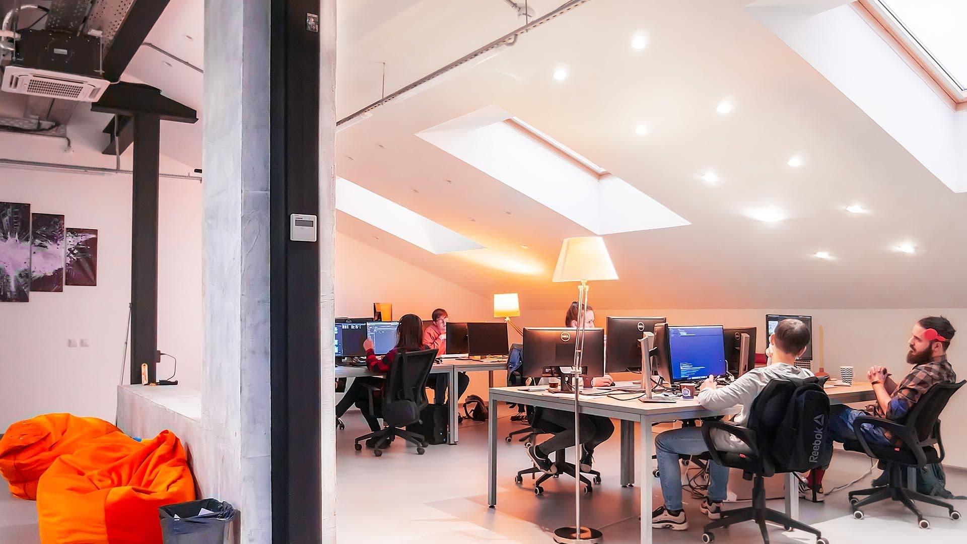 Our team working in the office